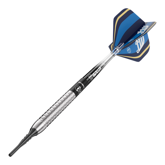 Das Bild stellt Bulls Leon Weber Softdarts - 22g dar. Diese Softdarts sind ideal für ambitionierte Dartspieler.