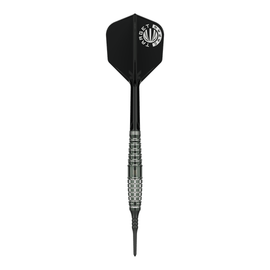 Měkké šipky Target Japan Akito Yamagata Scream GEN1 - 19g Das Bild zeigt einen Target Japan Akito Yamagata Scream GEN1 Softdart mit einem Gewicht von 19g. Der Dart hat eine schwarze Spitze, einen silbernen, geriffelten Schaft und eine schwarze Flights mit weißem Aufdruck.