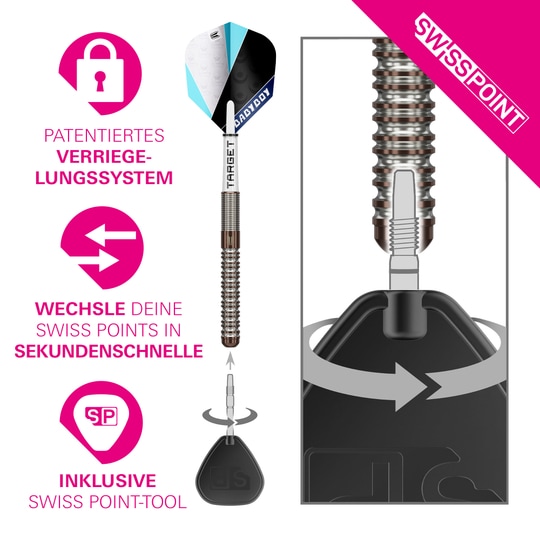 Target Adam Lipscombe Swiss Points Steeldarts - 25g Hier sind die Target Adam Lipscombe Swiss Points Steeldarts zu sehen. Die Darts eignen sich ideal für ambitionierte Spieler.