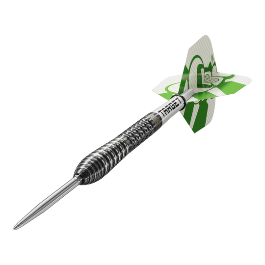 Ocelové šipky Target Charlie Manby Swiss Points Die Target Charlie Manby Swiss Points Steeldarts sind auf diesem Bild zu sehen. Sie sind speziell für das Steeldartspiel entwickelt.