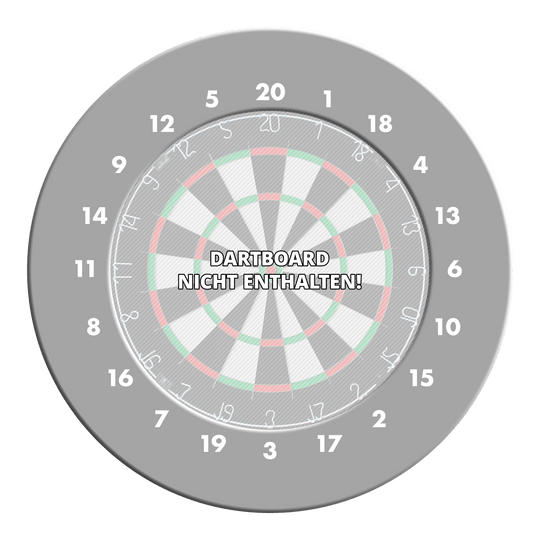 Obložení terče s HD čísly - vlastní barvy Ein Dartboard Surround in Grau ist auf dem Bild zu sehen. Es bietet Schutz und eine neutrale Optik für das Dartboard.
