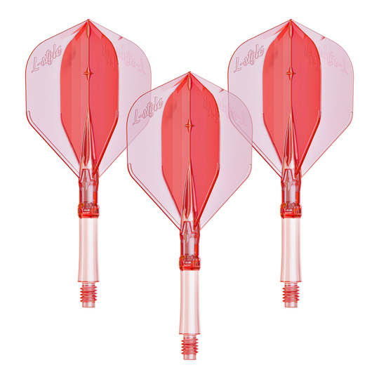 Letky L-Style L-System - čirá červená Ein Set mit klar roten Flights für Darts, vermutlich der Größe Medium. Ideal zur Personalisierung von Dartpfeilen.