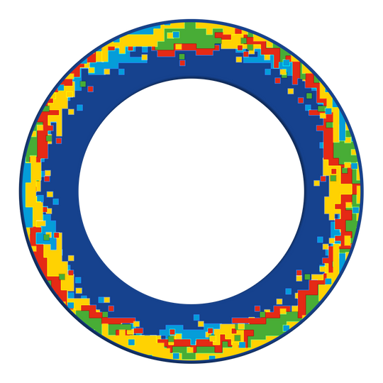 Obložení terče McDart Pixel Dieses Bild zeigt das Produkt mit dem Namen 'MSF-H2_McDart_Pixel_Dartboard_Surround_Blau_2'. Es handelt sich vermutlich um ein Zubehör für Dartboards in blauer Farbe.