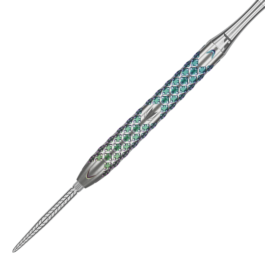 Ocelové šipky Target Rove 03 Swiss Point Der Target Rove 03 Swiss Point Steeldart hat ein silbernes Gehäuse mit auffälligem, farbig schimmerndem Griffmuster. Die Spitze ist fein strukturiert und sorgt für präzise Würfe.