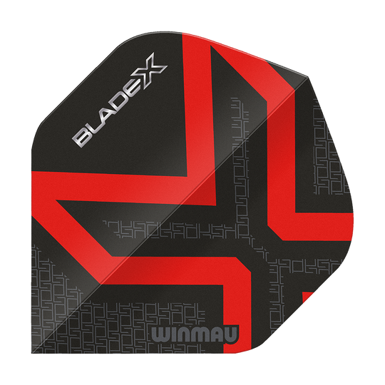 Dieses Bild zeigt den Winmau Prism Delta Blade X Metallic Red No2 Standard Flight. Der Flight ist in einer roten Metallic-Optik dargestellt.