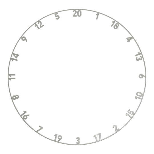 Ocelový terč Precise 180 Endorphine s číslovaným kroužkem - seversky šedý Hier wird das Precise 180 Endorphine Steeldartboard mit Nummernring in Nordic Grey dargestellt. Die edle grau-schwarze Optik macht das Board besonders.
