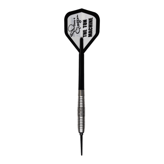 McKicks Alam Glazier Shark Machine měkké šipky Auf dem Bild ist ein McKicks Alam Glazier Shark Machine Softdart zu sehen. Der Dartpfeil hat eine silberne Metallspitze und einen Flight mit der Aufschrift "THE TON MACHINE".