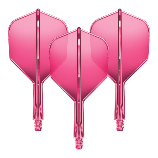 Abgebildet ist ein Flight-Shaft-System für Darts in Neonpink mit einer Länge von 19mm. Das Set gehört vermutlich zur GOAT A1R No6 Serie.