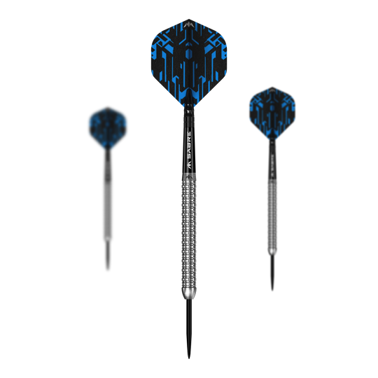 Šipky Mission Jack Tweddell stříbrné oceli Ein Bild mit dem Dateinamen M002000_Mission_Jack_Tweddell_Silver_Steeldarts_1Set. Es zeigt wahrscheinlich ein Set aus silbernen Steeldarts.