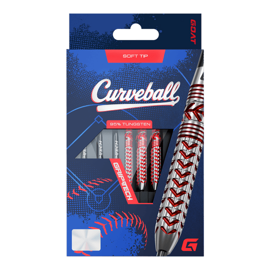 Šipky GOAT Curveball měkké - 20g Abgebildet sind die GOAT Curveball Tungsten Softdarts - 20g. Die Softdarts sind 20 Gramm schwer und aus hochwertigem Tungsten hergestellt.