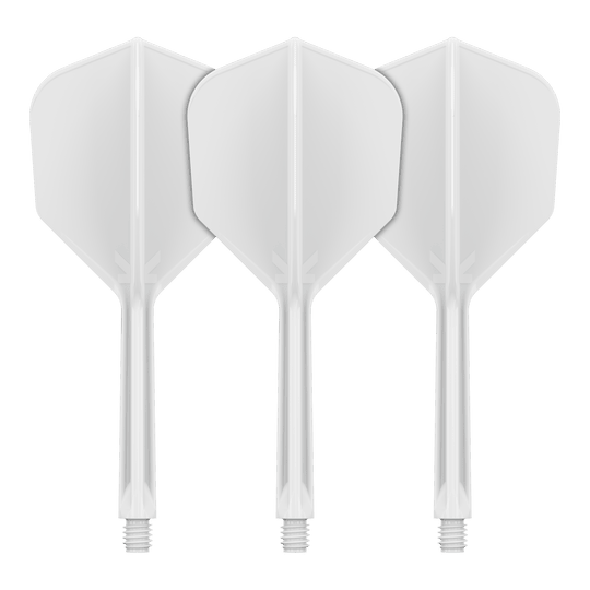 Letový systém Target K-Flex No6 - bílý Dieses Bild zeigt das Flight-System Target K-Flex No6 in Weiß mit einer Länge von 33 mm. Das Produkt dient als Ersatzteil für Dartpfeile.