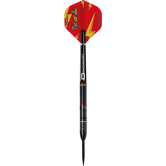 Das Bild zeigt Datadart Ricardo Pietreczko Pikachu Steeldarts. Die Darts sind für das Steeldartspiel geeignet.
