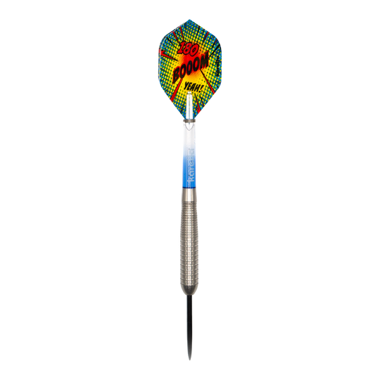 Auf dem Bild ist der Karella Comic Line CL-4 Steeldarts - 23g zu sehen. Es handelt sich um einen hochwertigen Dartpfeil geeignet für professionelle Spiele.