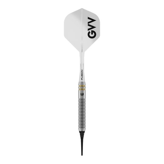 Winmau Gian Van Veen W-MAX měkké šipky - 18g Das Bild zeigt Winmau Gian Van Veen W-MAX Softdarts mit 18 Gramm. Die Darts sind im Profil dargestellt.