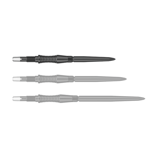Špičky na šipky Target Swiss Point Signature RST - černé Das Bild zeigt eine Target Swiss Point Dartspitze Signature RST in Schwarz, 30mm. Die Dartspitze hat eine strukturierte Oberfläche und ein modernes Aussehen.