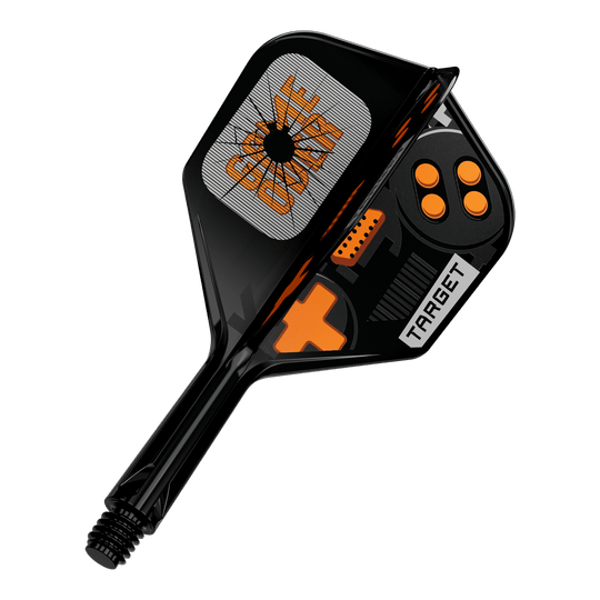 Letky Target K-Flex Game Over č. 6 Das Bild zeigt einen einzelnen Dart Flight. Es handelt sich um das Modell 410576 Target K-Flex GameOver No6 Flights 19mm.