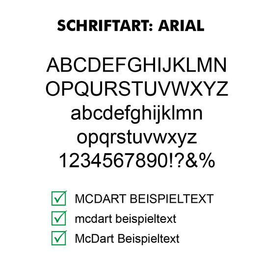 Flightdruck_Schriftart_ArialqyRNF91eddM9l Auf dem Bild wird die Schriftart Arial vorgestellt. Es sind Großbuchstaben, Kleinbuchstaben, Zahlen, Sonderzeichen und Beispieltexte in verschiedenen Schreibweisen zu sehen.