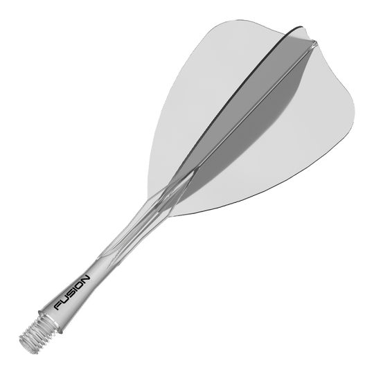 Systém letky Winmau Fusion Arrow Clear Das Bild zeigt ein Dartzubehör, wahrscheinlich einen transparenten Shaft oder Flight. Der Dateiname weist auf 'Winmau Fusion Flight Shaft System Arrow Clear 28mm 1' hin.