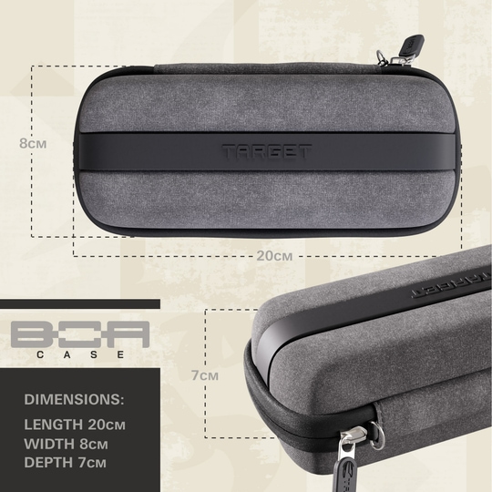 Pouzdro na šipky Target BOA Dieses Bild zeigt das Target BOA Dartcase Grau Hellgrau aus der Seitenansicht. Das Dartcase ist für sicheren Transport von Darts ausgelegt.