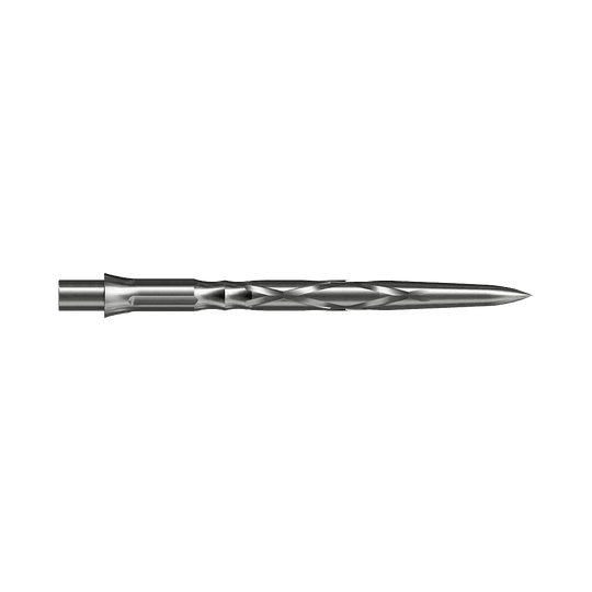 Ocelové hroty na šipky Caliburn System - HAN G2 - Stříbrné Dies ist eine silberne Steeldartspitze mit einem gedrehten Design. Sie ist lang und schlank, ideal für präzises Werfen.