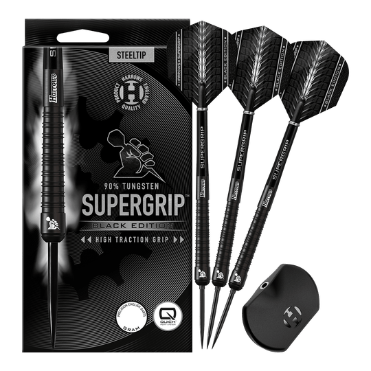 Šipky Harrows Supergrip 90 Black Edition s rychlopohyblivou ocelí Harrows Supergrip 90 Black Edition Quick Point Steeldarts zeigen ein edles schwarzes Aussehen. Sie sind perfekt für ambitionierte Dartspieler geeignet.