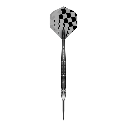 Zu sehen ist ein GOAT Rook Steeldarts Pfeil. Er eignet sich zum Spielen an Steeldartboards.