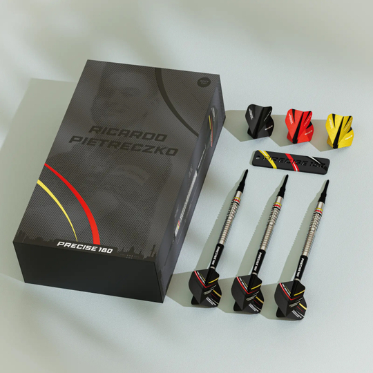 Šipky Precise 180 Ricardo Pietreczko GEN1 měkké Zu sehen ist das Produkt Precise 180 Ricardo Pietreczko GEN1 Softdarts. Diese Darts wurden für professionelle Dartspieler entworfen.