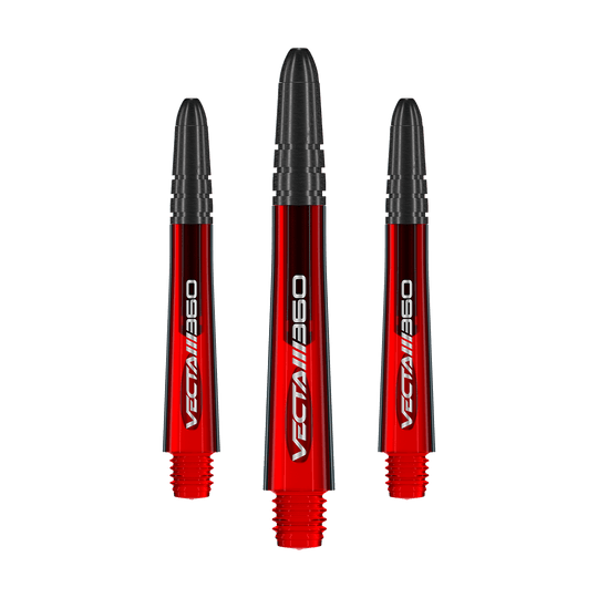 Násadky Winmau Vecta Blade 360 - červené Das Produkt zeigt einen Satz von Dart-Shafts mit dem Namen 7025-219_Winmau_Vecta_Blade360_Shafts_Rot_40mm_1Set. Die Dart-Shafts sind rot und 40 mm lang.