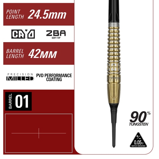 Měkké šipky Target Japan Prime Series Harith Lim HotShot GEN3 - 18g Zu sehen sind die Target Japan Prime Series Harith Lim HotShot GEN3 Softdarts - 18g. Die Darts haben ein elegantes Design für präzises Werfen.