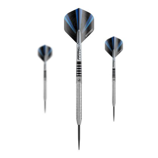 Das Bild zeigt die Winmau Sabotage Steeldarts. Es handelt sich um professionelle Darts für den Steeldart-Sport.