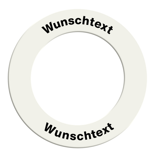 Bilddatei mit dem Namen MC-2044_Dartboard_Surround_mit_Wunschdruck_Wei_Text_2. Das Bild zeigt vermutlich ein Dartboard Surround mit individuellem Text.