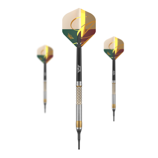 Šipky Bulls NL Vintage Shark Soft - 18g Abgebildet ist das Bulls NL Vintago Shark Softdarts - 18g Set. Es zeigt ein komplettes Set von Softdarts mit besonderem Design.