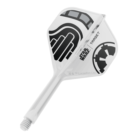 Standardní letky Target Star Wars K-Flex Stormtrooper No2 Das Bild zeigt einen einzelnen Dart-Flight aus der Star Wars KFlex Stormtrooper Serie. Der Flight ist in der Standardgröße und hat eine Länge von 26 mm.