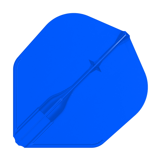 Lety L-L-Style3EZ Das Bild zeigt ein einzelnes, blaues Dartflight. Es hat eine glatte Oberfläche und eine klassische, fast quadratische Form.
