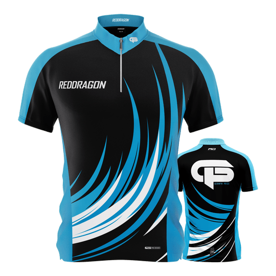 Abgebildet ist das Red Dragon Gerwyn Price Limited Edition Dartshirt. Es handelt sich um ein sportliches Darttrikot in limitierter Auflage.