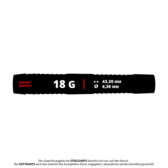 Das Bild zeigt die McDart Double Shark Softdart Barrels - 18g. Diese Softdart-Barrels verfügen über ein Double Shark-Grip Design.