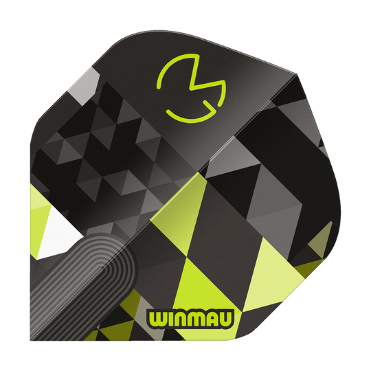 Zu sehen ist Winmau Prism Delta MvG Logo Green No2 Standard Flights. Es handelt sich um Dart-Flights in grün mit MvG-Logo.