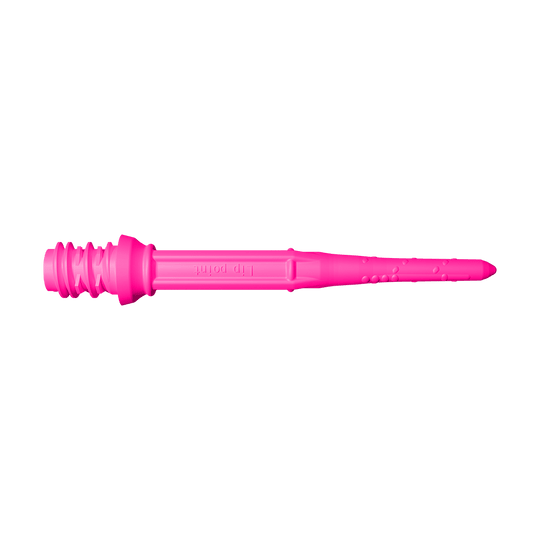 Das Bild zeigt eine pinke Dartspitze des Produkts "L-Style Premium Lippoints 30 (30er Pack) - 30mm". Die Spitze hat eine Länge von 30 mm und ist speziell für Softdarts geeignet.