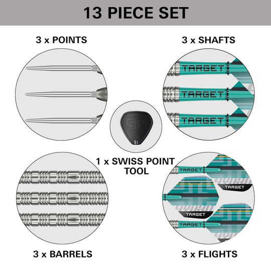 Ocelové šipky Target Hydro 02 Swiss Point Das Bild zeigt eine Ausführung der Target Hydro 02 Swiss Point Steeldarts. Die Darts sind schlank und für professionelles Spielen geeignet.