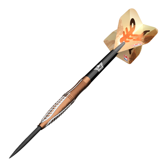 Hier sieht man Bulls NL Bronzo Flux Steeldarts - 23g. Die Steeldarts sind auf einem neutralen Hintergrund abgebildet.