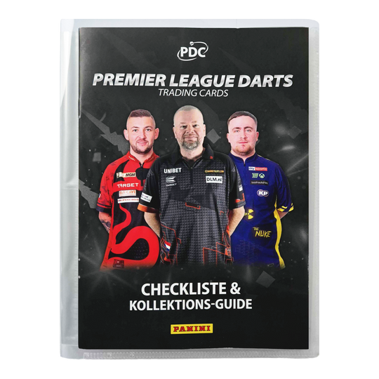 Sběratelský pořadač Panini Premier League Darts 2025 Der Panini Premier League Darts 2025 Sammelordner ist auf dem Bild zu sehen. Der Ordner wird für das Sammeln und Aufbewahren von Darts-Stickern verwendet.