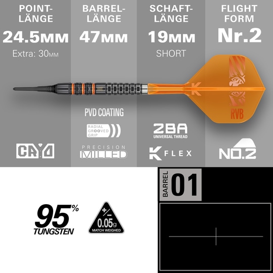 Terč Raymond Van Barneveld 95K měkké šipky - 20g
