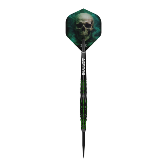 Ocelové šipky Bullet Poison Das Bild zeigt einen einzelnen Bullet Poison Steeldart. Dieses Produkt bietet hochwertige Verarbeitung für Dartspieler.