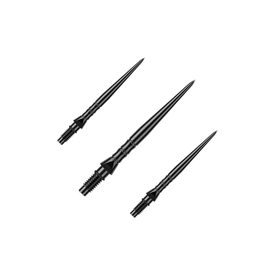 Ocelové hroty na šipky Winmau Switch Point Wave - černé Das Bild stellt ein Set schwarzer Steeldartspitzen in der Länge von 26 mm dar. Dieses Set ist für Steeldartspieler gedacht.