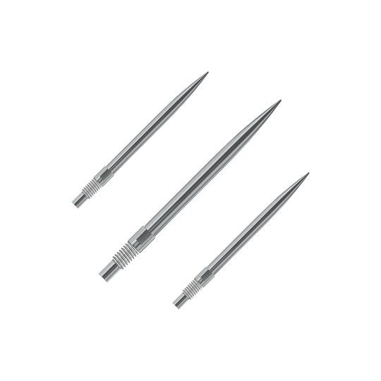 Špičky na šipky Harrows Quick Point - stříbrné Gezeigt wird ein Set Harrows QuickPoint Dartspitzen in Silber mit 30mm Länge. Dieses Bild verdeutlicht den Lieferumfang der Dartspitzen.