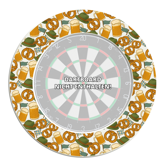 Obklopení terčů pro pivní festival McDart Dieses Bild stellt das McDart Bierfest Dartboard Surround dar. Es schützt die Wand beim Dartspielen und ist im Bierfest-Design gestaltet.