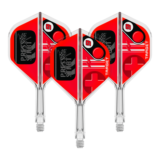 Target K-Flex Press Start No2 Standardní letky Auf dem Bild ist ein Set Flights für Darts mit dem Namen 410585 Target K-Flex PressStart No2 Standard 19mm zu erkennen. Es ist ein Produkt zur Ausstattung von Dartpfeilen.
