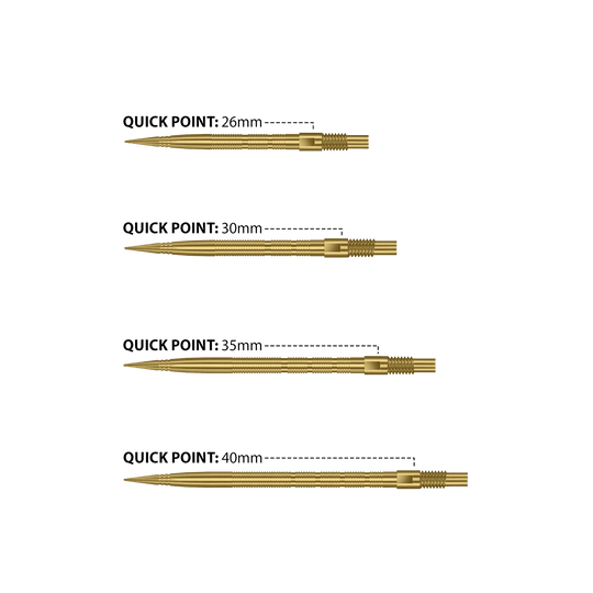 Špičky na šipky Harrows Quick Point Micro Ridge - zlaté Das Bild zeigt Harrows Quick Point Micro Ridge Dartspitzen in Gold. Die goldene Farbe verleiht ihnen ein auffälliges Aussehen.