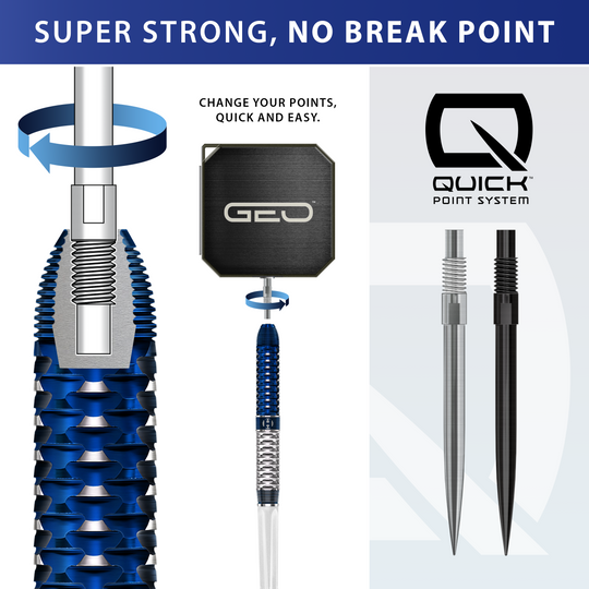 Harrows GEO Parallel Quick Point ocelové šipky Hier sieht man die Harrows GEO Parallel Quick Point Steeldarts. Die Gestaltung und das Design des Produkts werden deutlich.