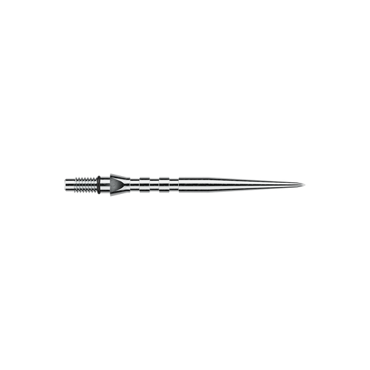 Ocelové hroty na šipky Winmau Switch Point Groove - stříbrný efekt Das Bild zeigt eine silberne Winmau Switch Point Groove Steeldartspitze mit einer Länge von 30mm. Die Dartspitze hat eine strukturierte Oberfläche und ist aus Metall gefertigt.